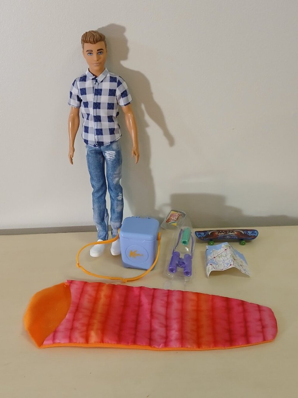Ken doll with camping/outdoor accessories